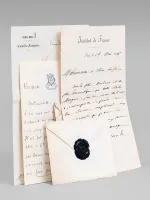 [ 3 L.A.S. adressées à Mlle Simone Arnaud Delage ] Lettre autographe signée de Camille Doucet, de l'Académie Française, 1 page à en-tête de l'Institut de France sous enveloppe marquée 