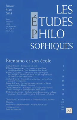 Les études philosophiques 2003 - n° 1, Brentano et son école