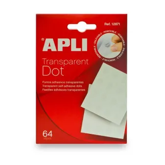 APLI Dot pastilles autocollantes transparentes 64 u.