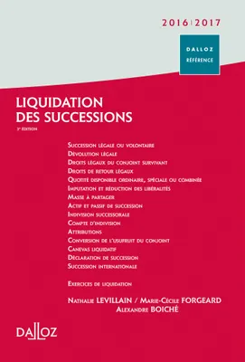 Liquidation des successions 2016/2017