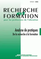 Recherche et formation, n° 051/2006, Analyse de pratiques : de la recherche à la formation