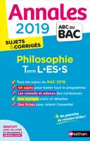 Annales Bac 2019 Philosophie - Terminale L-ES-S Corrigé