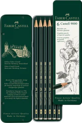 Boîte métal de 6 graphites Castell 9000