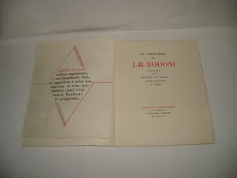 Le caractère de J.-B. BODONI présenté par Ducros et Colas maîtres-imprimeurs à Paris. Feuillets d'Imprimerie n° 6.