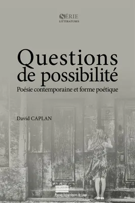 Questions de possibilité, Poésie contemporaine et forme poétique