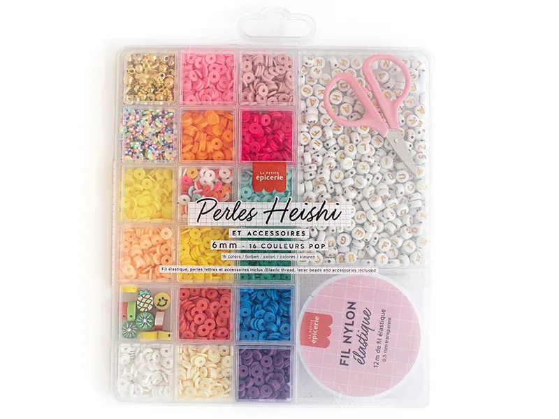 Jeux et Jouets Loisirs créatifs Perles, Modes et Cosmétiques Perles, bijoux à créer Boite de 16 Couleurs de Perles Heishi 6mm Pop Perles Heishi