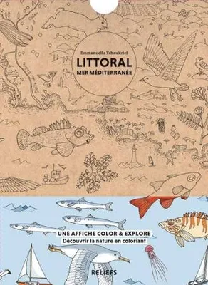 Littoral mer méditerranée - affiche a colorier 
