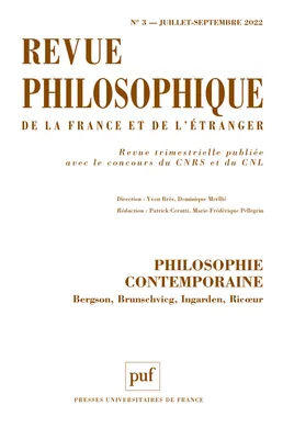 Revue philosophique 2022, t. 147(3)