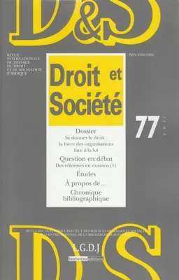 REVUE DROIT ET SOCIETE N 77 - 2011