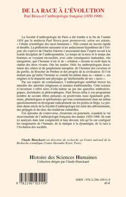 DE LA RACE A L'EVOLUTION PAUL BROCA ET L'ANTHROPOL, Paul Broca et l'anthropologie française (1850-1900)