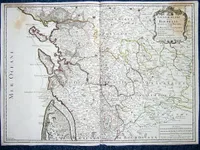 Généralité de La Rochelle divisée en Cinq Elections Sçavoir La Rochelle dans le Pays d'Aunis, St Jean d'Angély, Saintes, Marennes en Saintonges, Cognac en Angoumois. [ Carte 72 x 52 cm de 1722 ]