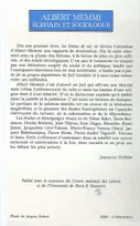 Albert Memmi - Ecrivain et sociologue, actes du colloque de Paris X-Nanterre, 15 et 16 mai 1988