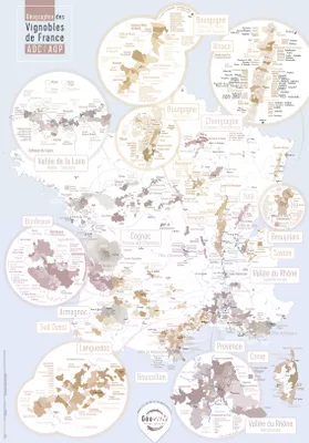 La carte des vins Oenanthique : Géographie des vignobles de France AOC/AOP