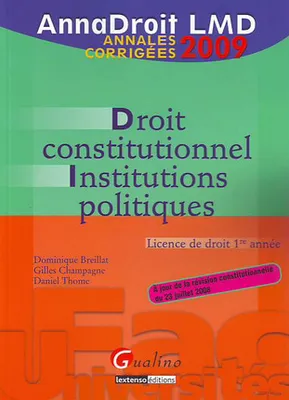 Droit constitutionnel, institutions politiques, licence de droit 1ère année