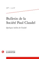 Bulletin de la Société Paul Claudel, Quelques inédits de Claudel