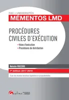 Procédures civiles d'exécution / voies d'exécution, procédures de distribution : 2017-2018, VOIES D'EXECUTION - PROCEDURES DE DISTRIBUTION
