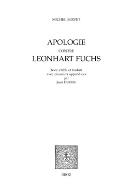 Apologie contre Leonhart Fuchs