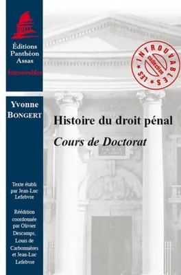 Histoire du droit pénal. Cours de doctorat., COURS DE DOCTORAT