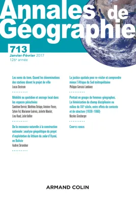 Annales de géographie n° 713 (1/2017) Varia, Varia