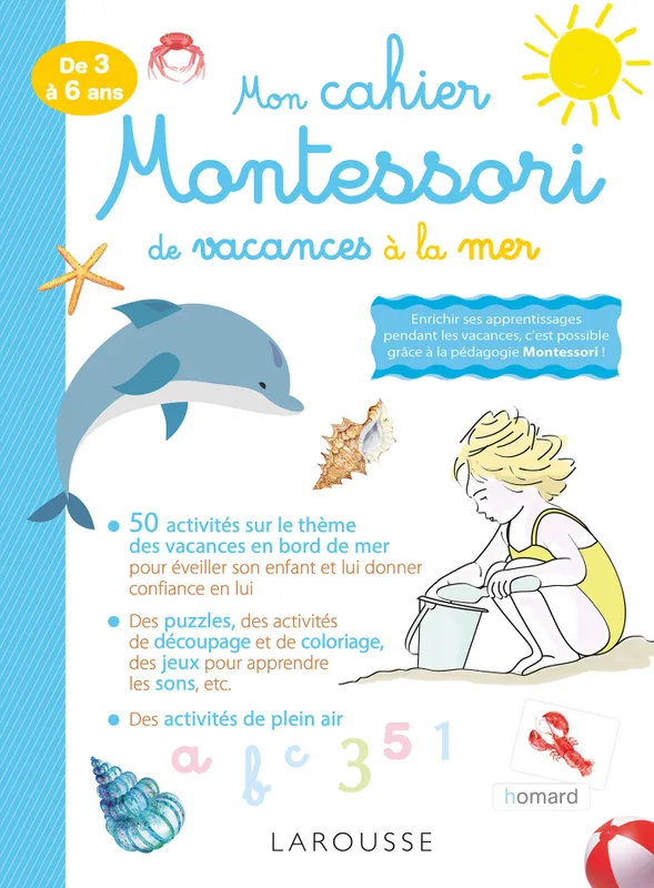 Jeux et Jouets Livres Parascolaire Maternelle Mon cahier Montessori de vacances à la mer Laurie Dauba