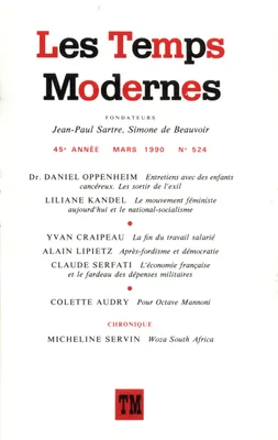 Les Temps Modernes 45ème année, mars 1990, n°524