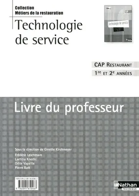 Technologie de service - CAP Restaurant Livre du professeur Livre du professeur