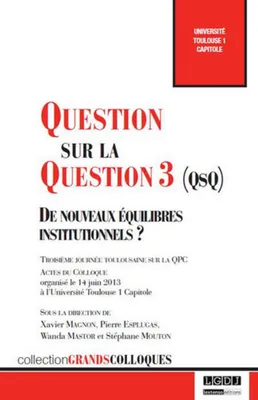 question sur la question 3 (qsq) : de nouveaux équilibres institutionnels ?, SOUS LA DIRECTION DE XAVIER MAGNON, PIERRE ESPLUGAS, WANDA MASTOR, STÉPHANE MOUT