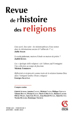 Revue de l'histoire des religions - Nº1/2024, Varia