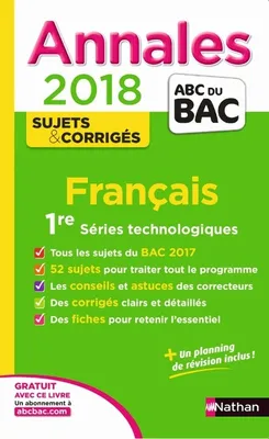 Annales bac francais 1ère ST - Corrigés 2018