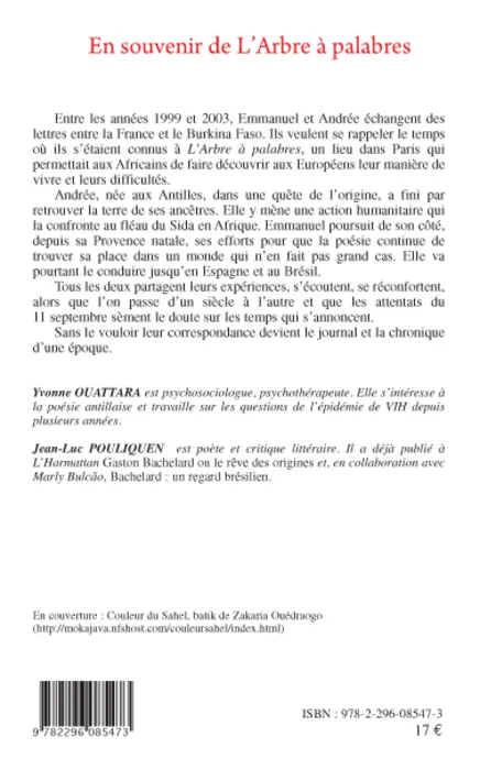 En souvenir de l'Arbre à palabres, Lettres de France et du Burkina Faso Yvonne Ouattara, Jean-Luc Pouliquen