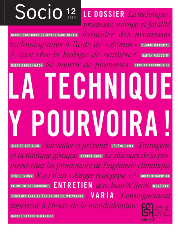 Socio, n° 12/2019, La technique y pourvoira ! BOULLIER DOMINIQUE,