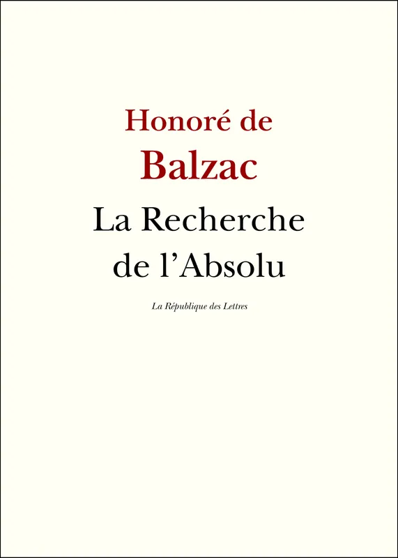 La Recherche de l'Absolu Honoré de Balzac