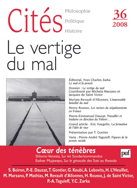 Livres Sciences Humaines et Sociales Sciences politiques Cités 2008, n° 36, Le  vertige du mal Collectif