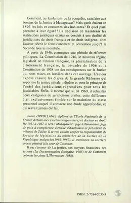 Les institutions judiciaires à Madagascar et dépendances, Tome 1: de 1896 à 1945