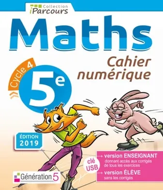 Cahier numérique iParcours maths 5e (clé USB) 2019