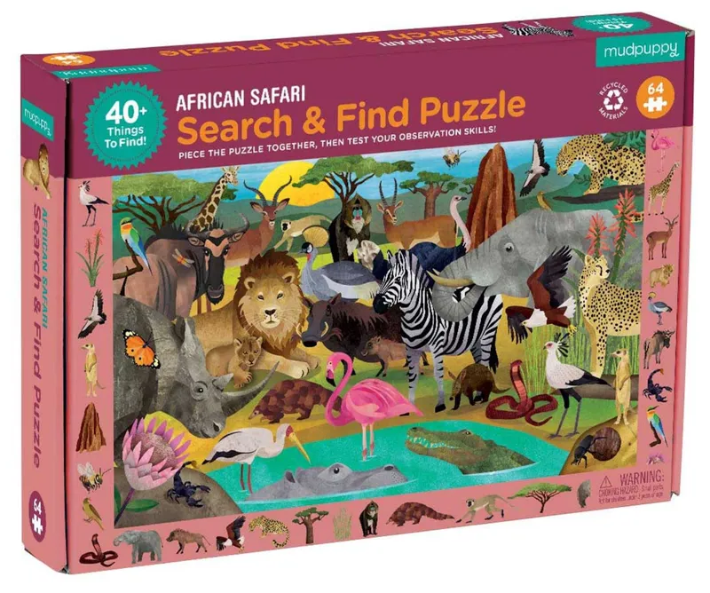 Jeux et Jouets Puzzle Puzzle entre 50 et 100 pièces Search & Find Puzzle African Safari 64 pièces Puzzles