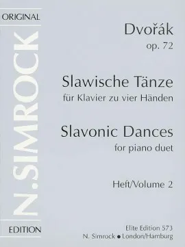 Slavonic Dances, No. 5-8. Numéro 2. op. 72. piano (4 hands).