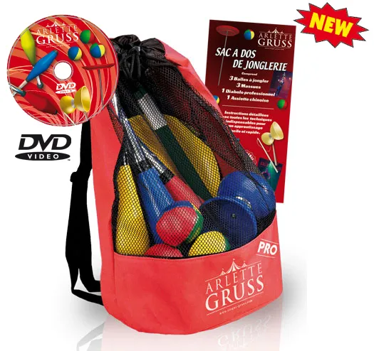Jeux et Jouets Jeux d'extérieur et de plein air Jonglerie Sac à dos de jonglerie (DVD+4 accessoires) - Arlette Gruss Jonglerie