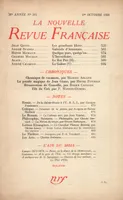 La Nouvelle Revue Française N° 301 (Octobre 1938)