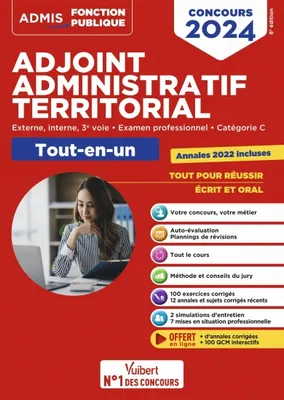 Concours Adjoint administratif territorial - Catégorie C - Tout-en-un, Concours externe, interne, 3e voie, examen professionnel 2024
