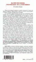 Rachid Boudjedra., II, Lectures critiques, RACHID BOUDJEDRA - UNE POETIQUE DE LA SUBVERSION, TOME II  : Lectures critiques