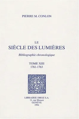 Le Siècle des Lumières : bibliographie chronologique, 1761-1763