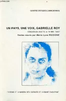 Un pays, une voix, Gabrielle Roy, Colloque, 13-14 mai 1987