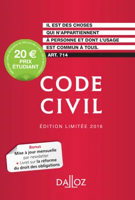 Code civil 2016. Édition limitée - 115e éd.