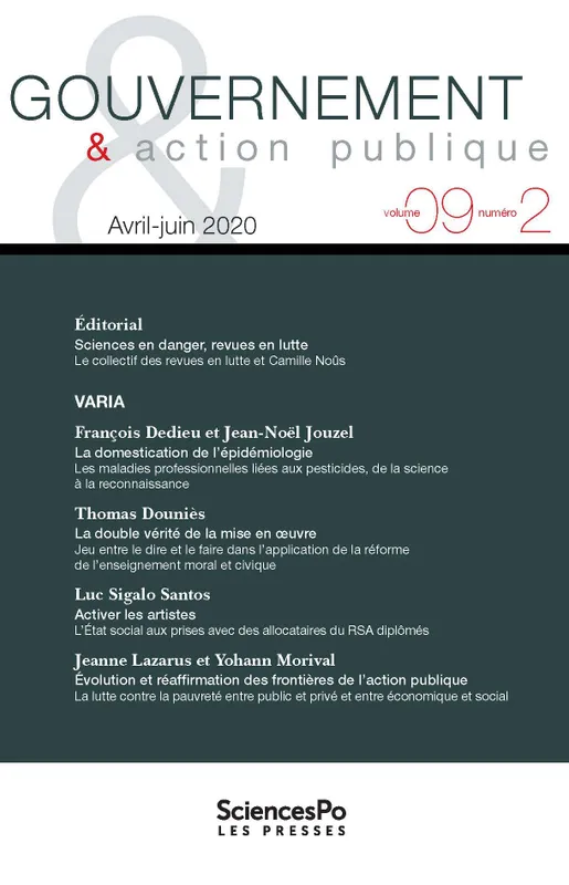 Livres Sciences Humaines et Sociales Sciences politiques Gouvernement & action publique 09-2, avril-juin 2020, Varia COLLECTIF