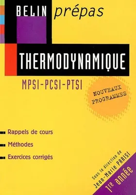 Thermodynamique, MPSI - PCSI - PTSI  (nouveaux programmes)