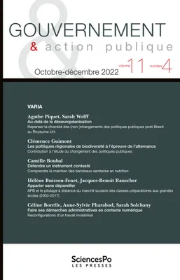 Gouvernement & action publique 11-4, octobre-décembre 2022, Varia