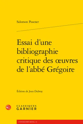 Essai d'une bibliographie critique des oeuvres de l'abbé Grégoire