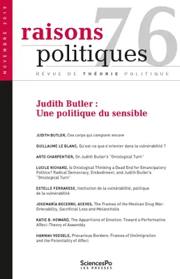 Raisons politiques 76, novembre 2019, Judith Butler : une politique du sensible