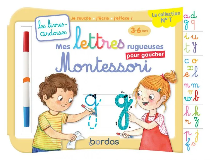 Les livres-ardoises - Mes lettres rugueuses Montessori pour gaucher Elen Lescoat, Cécile Hudrisier